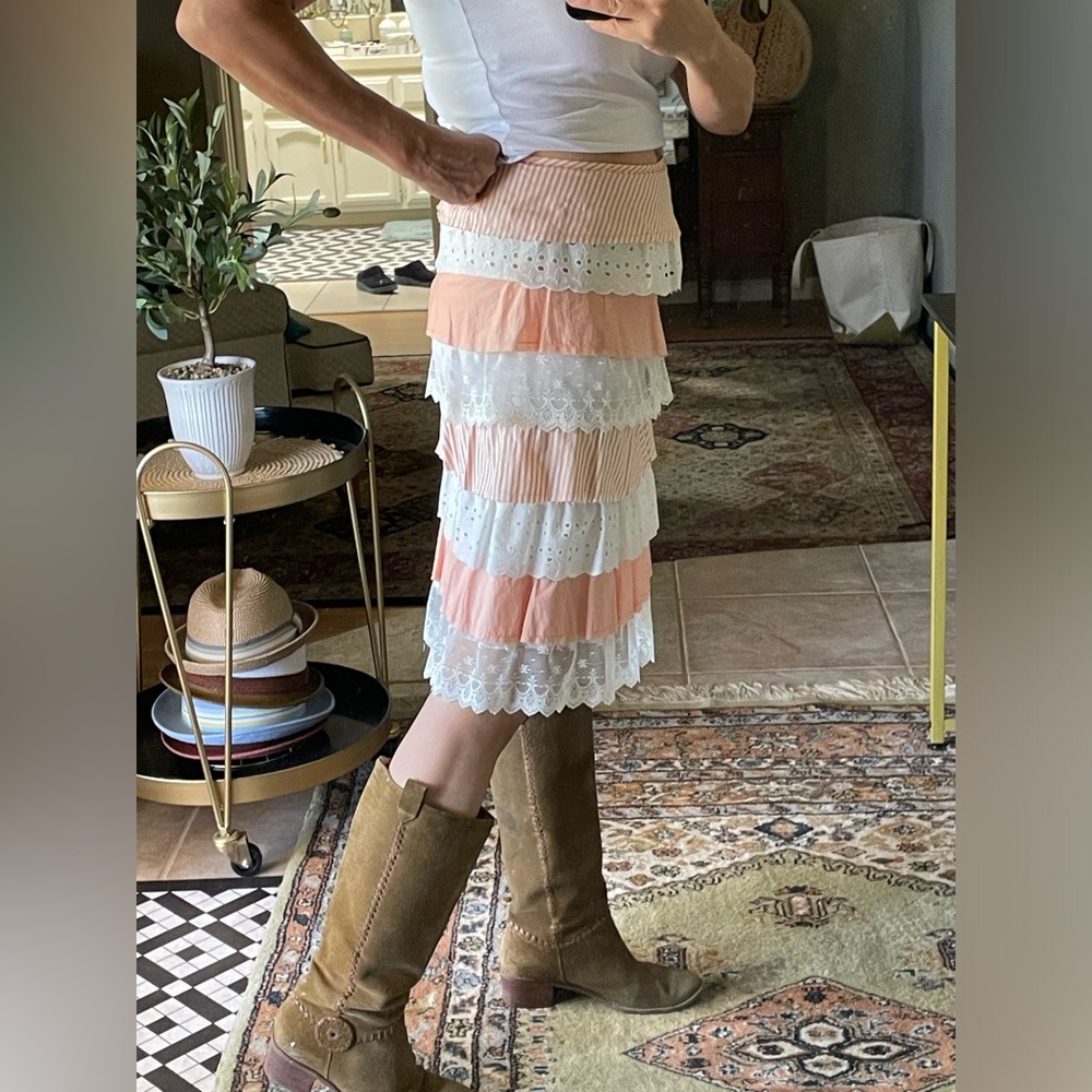 Lace and ruffle skirt. Boho skirt